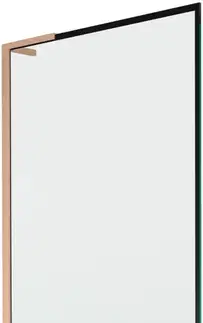 Sprchové dvere MEXEN/S - Next L vaňová zástena FIX 80 x 150, čierna vzor, meď kartáčovaná 895-080-000-03-70-65