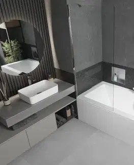 Sprchové dvere MEXEN/S - Cube obdĺžniková vaňa 180 x 80 cm s panelom + vaňová zástena 80, transparent, chróm 550518080X9508000001