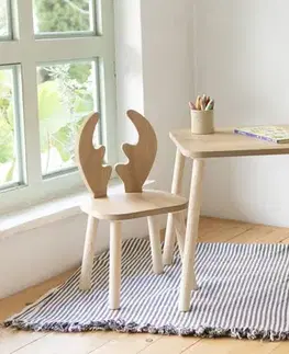 Doplnky do detskej izby Kid's Table Set Deer Two Chair Set - Brown
