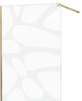 Sprchové dvere MEXEN/S - KIOTO Sprchová zástena WALK-IN 110x200 cm 8 mm, zlatá, biely vzor 800-110-101-50-97