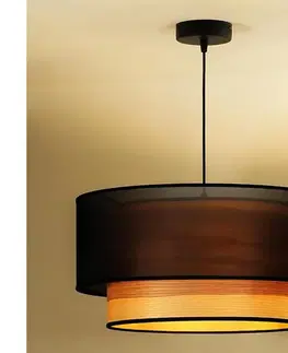 Svietidlá  - Luster na lanku WOOD BOHO 1xE27/15W/230V pr. 45 cm čierna/béžová 604055