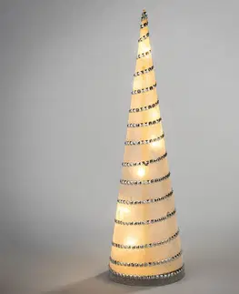 Vianočné dekorácie Svietiaca LED dekorácia kužeľ 58 cm, strieborná
