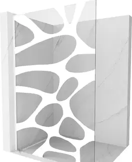 Sprchové dvere MEXEN/S - Kioto L Sprchová zástena WALK-IN 70 x 200, biely vzor, biela 800-070-103-20-97