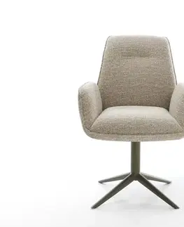 Jedálenské stoličky DELIFE Jedálenská stolička Zoa-Flex tkanina mäkký béžová podstava titánová farba 360° otočný hojdacia funkcia vrecková pružina
