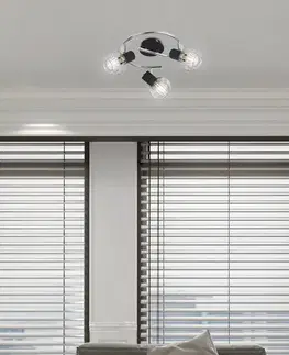 Stropná svetla Špirálová stropná lampa 3X40W E14 čierna/chróm OSLO