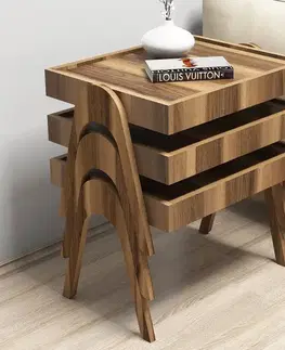 Konferenčné stolíky Sada odkladacích stolíkov (3 kusy) Roma - Walnut