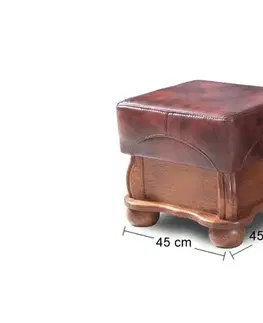 Taburetky PYKA Parys kožená taburetka drevo D3 / hnedá (S42)