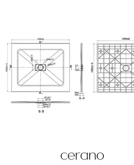 Vane CERANO - Sprchová vanička obdélníková FlexiCut - SMC/minerální kompozit - upravitelná - černá matná - 120x100x3  CER-666112