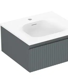 Kúpeľňový nábytok MEXEN/S - Rivel kúpeľňová skrinka 50 cm s umývadlom Vela, 1 šuplík, reliéf, grafit mat/biela mat 91A20-05023-1-BF66-W23M01