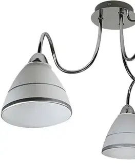 Stropná svetla Chrómová stropná lampa, sklenené tienidlo, 3x40W, E14, Elf
