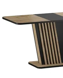Kuchynské a jedálenské stoly Signal Rozkladací jedálenský stôl NEVIO | dub artisan / čierna 76 x 125 cm