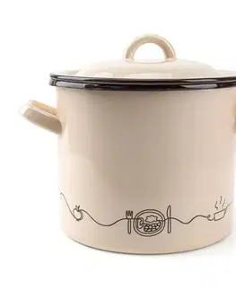 Hrnce Kinekus Hrniec smaltovaný s pokrievkou, 23cm/8L, dekor Linea