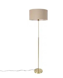 Stojace lampy Stojaca lampa nastaviteľná zlatá so svetlohnedým tienidlom 50 cm - Parte