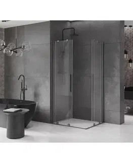Sprchovacie kúty MEXEN/S - Velar Duo štvorcový sprchovací kút 100 x 90, transparent, šedá kartáčovaná 871-100-090-02-66