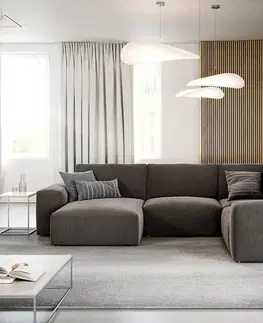 Sedacie súpravy XL DELIFE Pohovka v tvare U Lanzo 300x210 cm mikrovlákno khaki-hnedá ležadlo variabilné