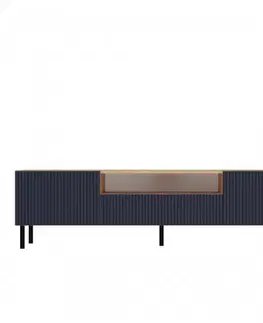 TV stolíky CAMILA štýlový TV stolík na nožičkách, modrý / dub Artisan