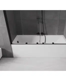 Sprchové dvere MEXEN/S - Velar Duo Dvojkrídlová posuvná vaňová zástena 200 x 150, transparent, čierna 896-200-000-02-70