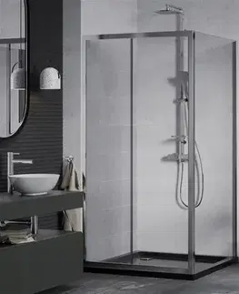 Vane MEXEN/S - Apia Sprchovací kút 90x90, transparent, chróm + vanička so sifónom 840-090-090-01-00-4070