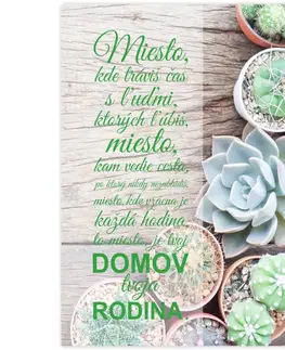 Obrazy s textom Obraz v ráme na stenu - tvoj domov, kaktusy