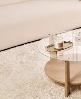Konferenčné stolíky Konferenčný stolík Clara - Sapphire Oak, Transparent
