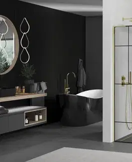 Sprchové dvere MEXEN/S - Kyoto L Sprchová zástena WALK-IN 120 x 200, čierny vzor, zlato 800-120-103-50-78