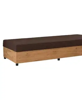 Postele KONDELA Konri jednolôžková posteľ (váľanda) s úložným priestorom dub craft zlatý / hnedá