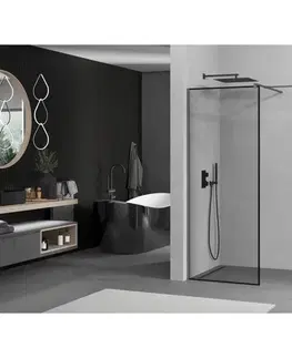 Sprchové dvere MEXEN/S - Kyoto Sprchová zástena WALK-IN 120 x 110, čierny vzor, grafit metal 800-120-202-95-70-110