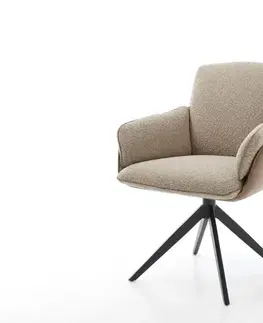 Jedálenské stoličky DELIFE Otočná jedálenská stolička Luan-Flex s opierkami zmiešané materiály tmavobéžová krížová podstava široká čierna otočná o 360°