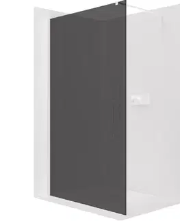 Sprchové dvere CERANO - Sprchová zástena Walk-in Onyx Cube Ľ/P - 8 mm - hranatá vzpera - biela matná, grafitové sklo - 40x200 CER-8050BD71915