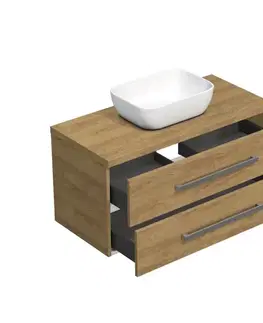 Kúpeľňový nábytok Kúpeľňová skrinka s krycou doskou SAT Cube Way 100x46,5x46 cm dub Hickory CUBE461003DHSAT45 CUBE461003DHSAT45