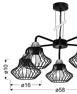 Stropná svetla Závesná stropná lampa 5x60W E27 čierna Alen