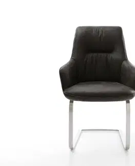 Jedálenské stoličky DELIFE Jedálenská stolička Zelia-Flex s opierkami mikrovlákno antracitová vintage jedálenská stolička plochý nerezová oceľ vrecková pružina