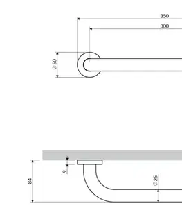 Držadlá k vani OMNIRES - UNI oporný držiak, 35 cm, brúsená mosadz UOP-35-MBSB