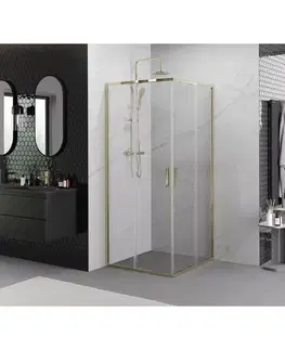 Sprchovacie kúty MEXEN - Exo štvorcový posuvný sprchovací kút 95 x 95, transparent, zlato 8111-095-095-50-00