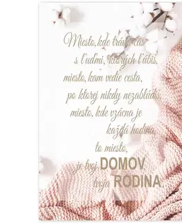 Obrazy s textom Obraz s rámom - Tvoj domov, bavlník