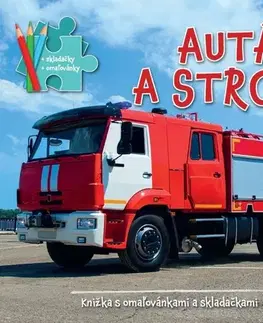 Leporelá, krabičky, puzzle knihy Autá a stroje - Knižka s omaľovánkami a skladačkami