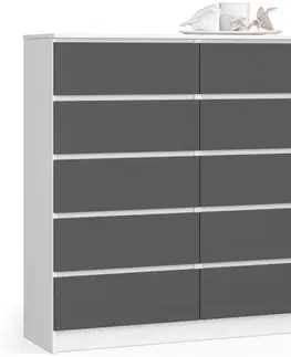 Komody a skrinky Dizajnová vysoká komoda OLDRIŠKA120, biela / šedá