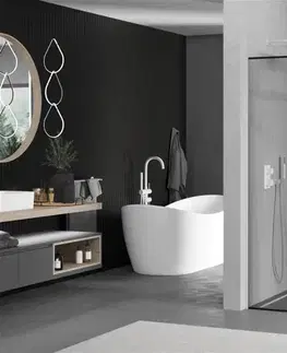 Sprchové dvere MEXEN/S - Kioto Sprchová zástena Walk-in 120 x 90, čierny vzor, biela 800-120-202-20-70-090