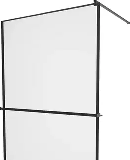 Sprchové dvere MEXEN/S - KIOTO Sprchová zástena WALK-IN s poličkou a držiakom uterákov 80 x 200, transparent/čierna 8 mm, čierna 800-080-121-70-70