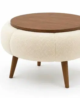 Konferenčné stolíky Čalúnený odkladací stolík Daisy 60 v odtieni Cream Walnut