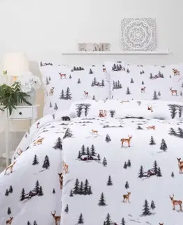 Obliečky MKLozkoviny.sk Francúzske obliečky mikroplyš Exclusive – Zimný les - 220 × 200 cm - 70 x 90 cm