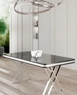 Jedálenské stoly Jedálenský stôl Vals - Black Marble, Chrome