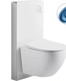 Záchody CERANO - Kompletný WC set Modul/Cesso - biela lesklá - integrované WC tlačidlo - pneumatický modul - 49x36 CER-979845