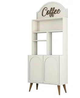 Kuchynské linky Coffee Bar Cabinet Lyon 80 - Cream, Walnut - POSLEDNÝ KUS