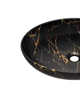 Umývadlá ArtCom Keramické umývadlo MONA MB12 | čierny mat/zlatá 52 cm