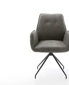 Jedálenské stoličky DELIFE Jedálenská stolička Zoa-Flex mikrovlákno sivá vintage masívna kovová podstava kužeľová čierna vrecková pružina