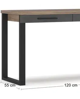 Písacie a pracovné stoly NABBI Ovida 120 2DRWS písací stôl so zásuvkami craft tobaco / matera
