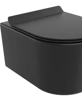 Záchody MEXEN/S - Sofia Závesná WC misa Rimless Tornado vrátane sedátka s slow slim, duroplast, čierna mat 30540185T
