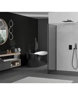 Sprchové dvere MEXEN/S - Kyoto Sprchová zástena WALK-IN 120 x 75 x 30, transparent, grafit metal 800-120-075-221-95-00-030