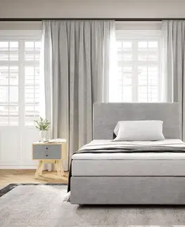 Postele Boxspring DELIFE Boxspring posteľ Dream-Well 120x200 cm manšester strieborno sivá s vreckovou pružinovou matracou a visco topperom